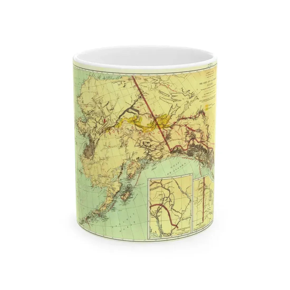 Alaska - The Gold & Coal Fields (1898) (Map) White Coffee Mug 11oz - Go Mug Yourself