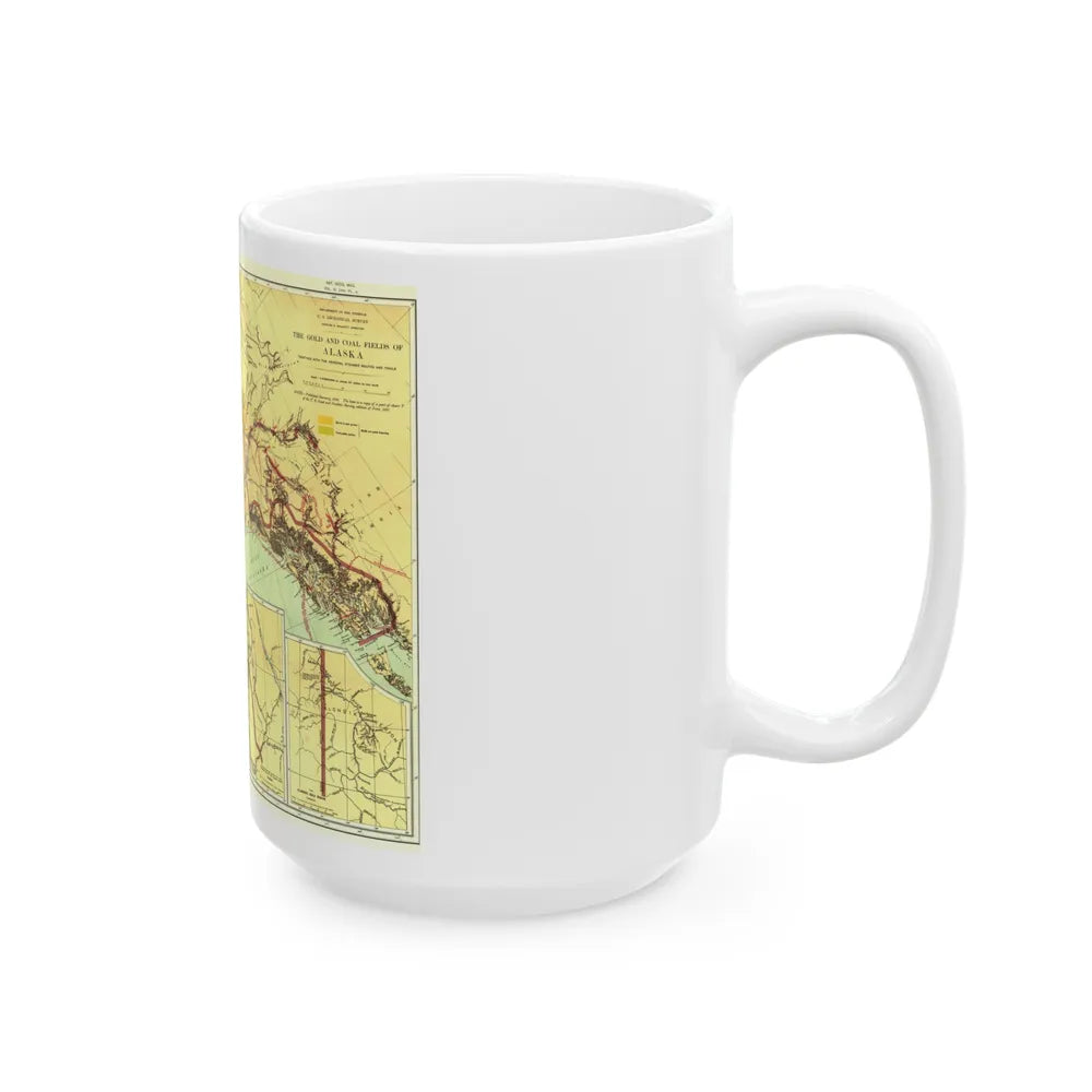 Alaska - The Gold & Coal Fields (1898) (Map) White Coffee Mug-Go Mug Yourself