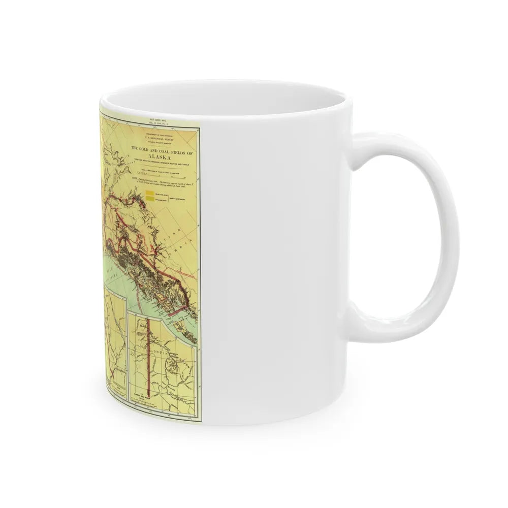 Alaska - The Gold & Coal Fields (1898) (Map) White Coffee Mug-Go Mug Yourself