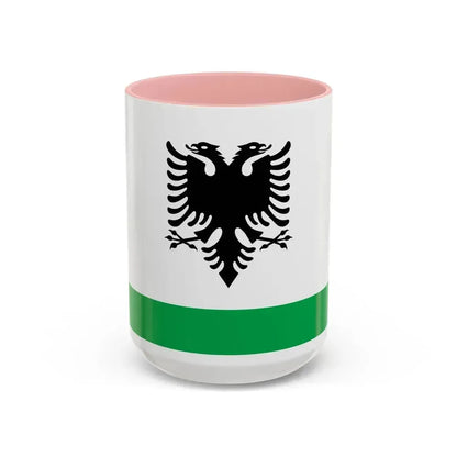 Albanian Coast Guard Ensign - Accent Coffee Mug 15oz Pink - Go Mug Yourself