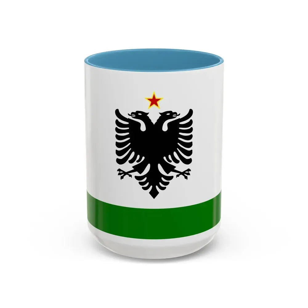 Albanian Coast Guard Ensign to 1958 to 1992 - Accent Coffee Mug 15oz Light Blue - Go Mug Yourself