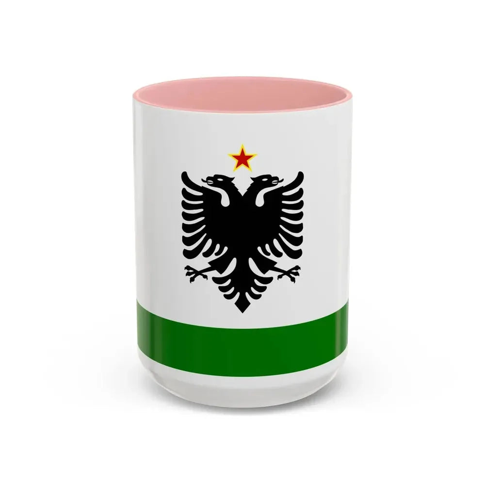 Albanian Coast Guard Ensign to 1958 to 1992 - Accent Coffee Mug 15oz Pink - Go Mug Yourself