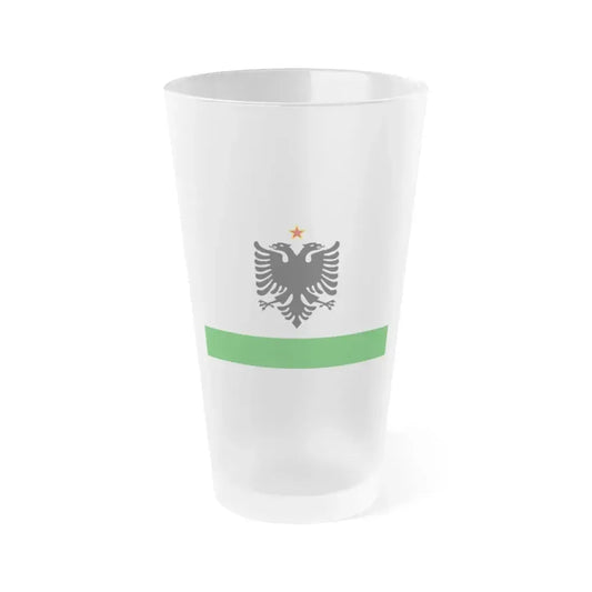 Albanian Coast Guard Ensign to 1958 to 1992 - Frosted Pint Glass 16oz 16oz Frosted - Go Mug Yourself