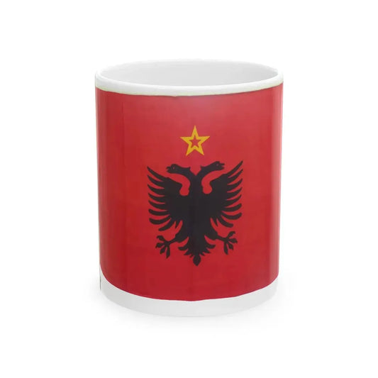 Albanian State Flag used at the UN 1970s (Albania) White Coffee Mug 11oz - Go Mug Yourself