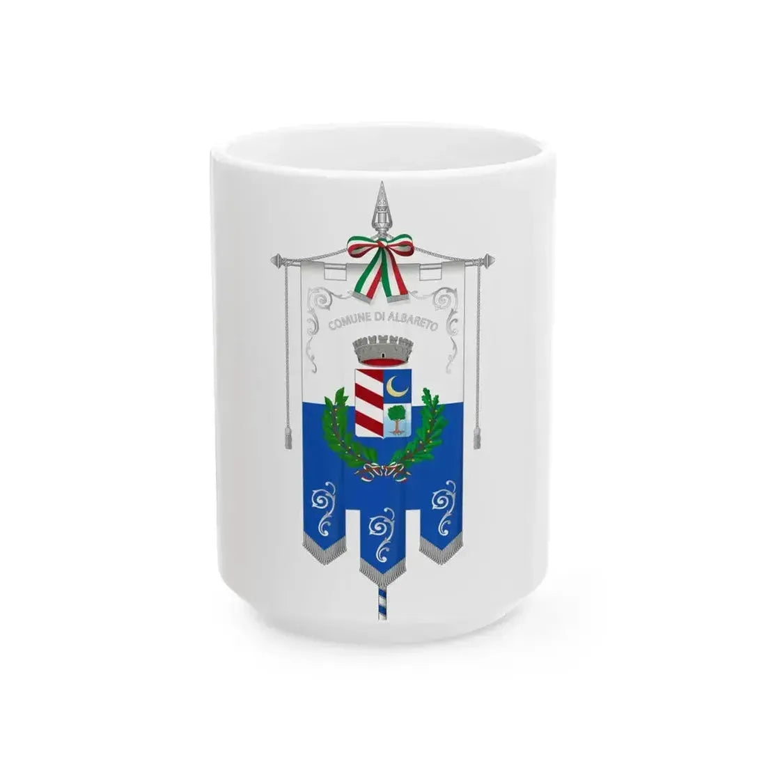 Albareto-Gonfalone (Italy) White Coffee Mug 15oz - Go Mug Yourself