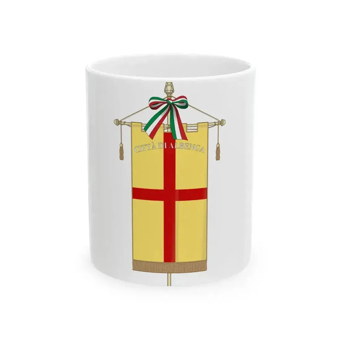 Albenga-Gonfalone (Italy) White Coffee Mug 11oz - Go Mug Yourself