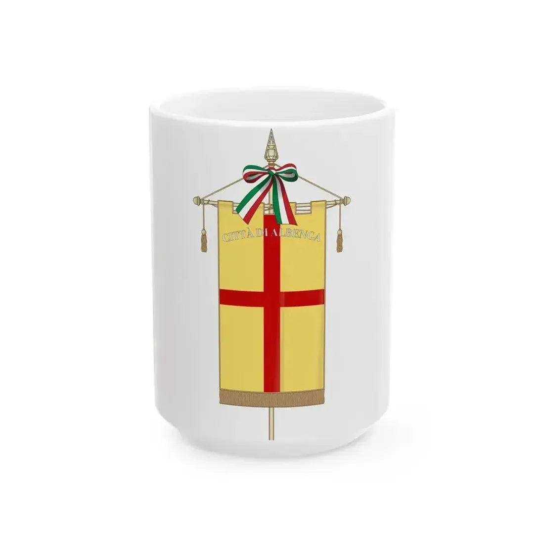 Albenga-Gonfalone (Italy) White Coffee Mug 15oz - Go Mug Yourself