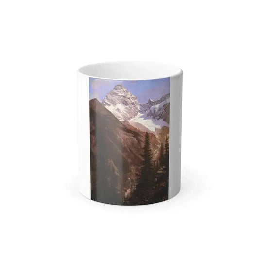 Albert Bierstadt (1830-1902) Canadian Rockies, Asulkan Glacier - Oil on paper mounted on canvas - Color Changing Mug 11oz 11oz - Go Mug Yourself