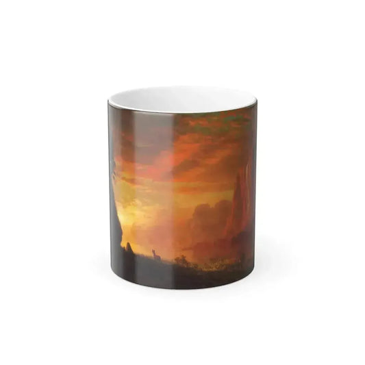 Albert Bierstadt (1830-1902) Deer at Sunset - Oil on paper laid down on canvas - Color Changing Mug 11oz 11oz - Go Mug Yourself