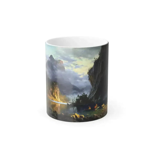 Albert Bierstadt (1830-1902) Indians Spear Fishing - 1862 - Color Changing Mug 11oz 11oz - Go Mug Yourself