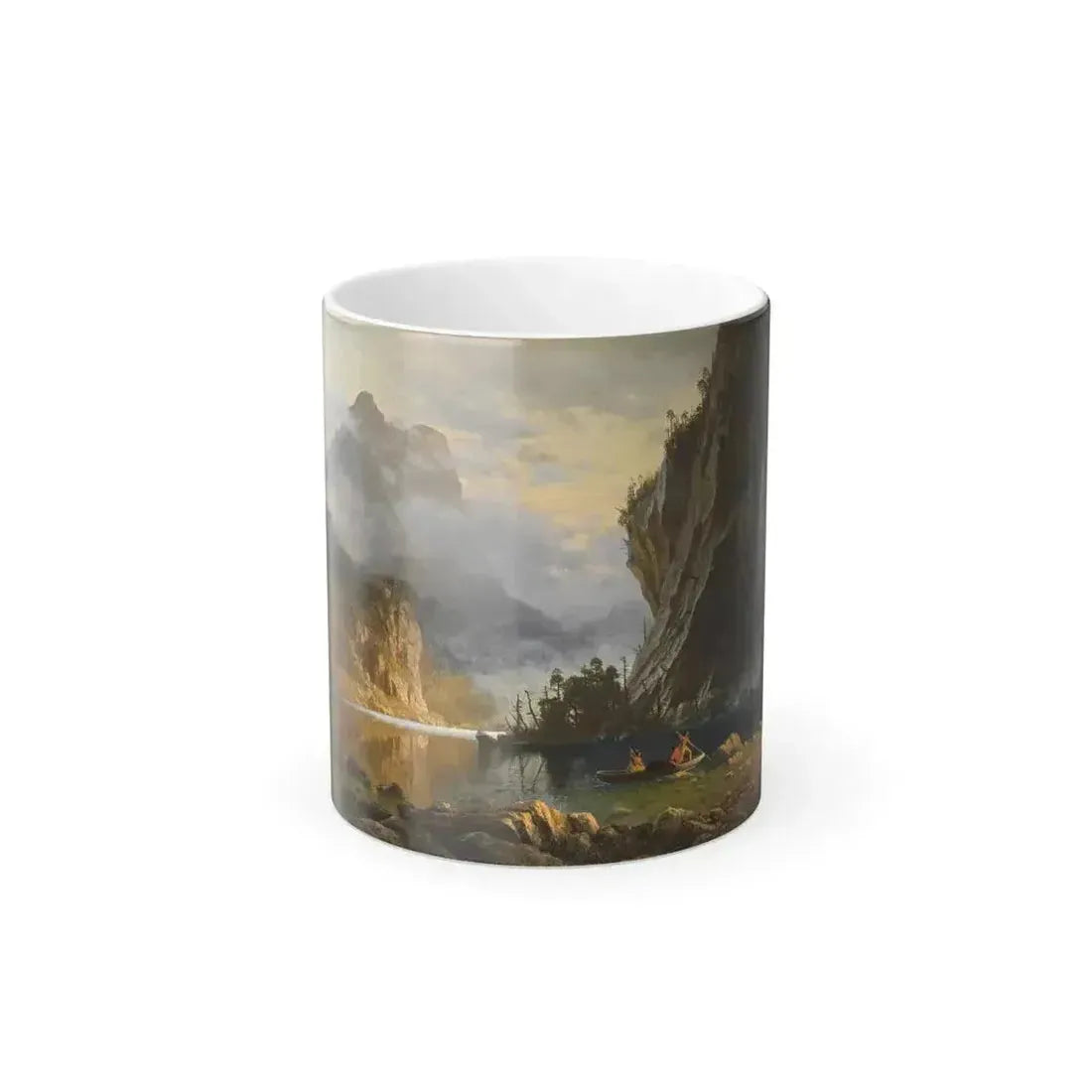 Albert Bierstadt (1830-1902) Indians Spear Fishing - Color Changing Mug 11oz 11oz - Go Mug Yourself