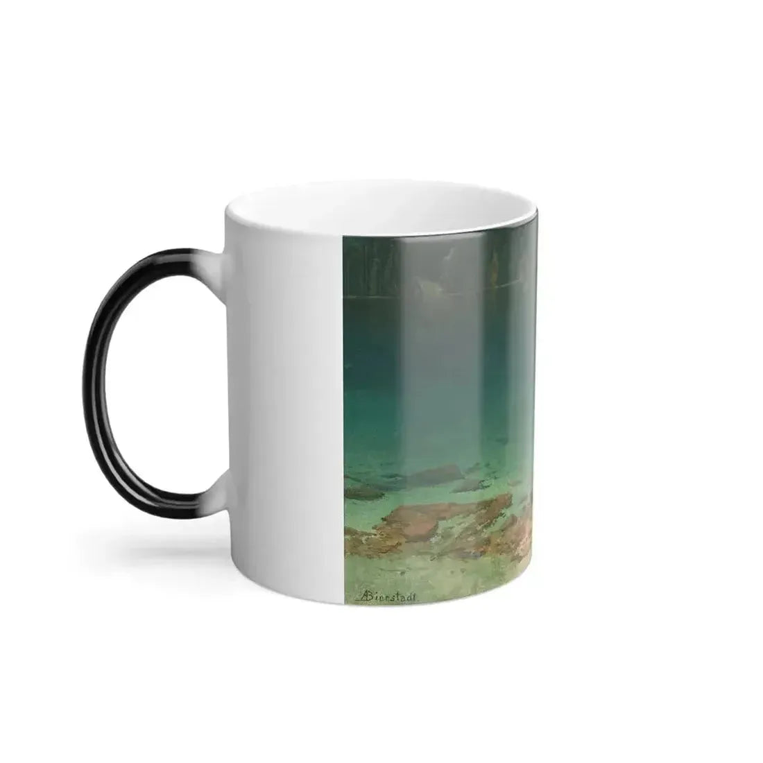 Albert Bierstadt (1830-1902) Lake Scene - oil on paper mounted on cardboard - Color Changing Mug 11oz - Go Mug Yourself