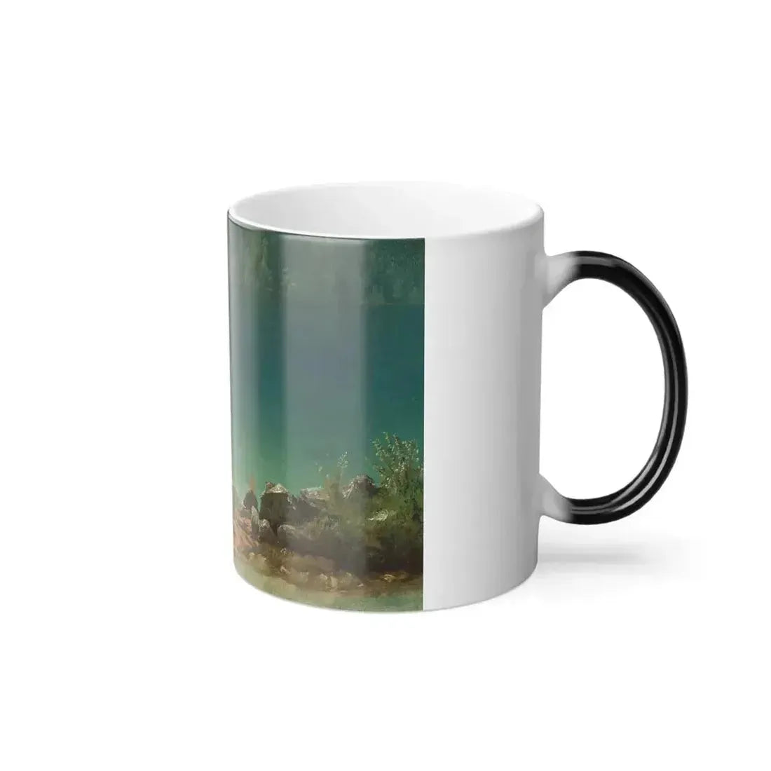 Albert Bierstadt (1830-1902) Lake Scene - oil on paper mounted on cardboard - Color Changing Mug 11oz - Go Mug Yourself
