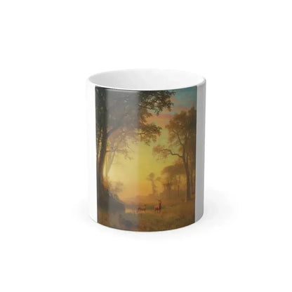 Albert Bierstadt (1830-1902) Light in the Forest - oil on canvas - Color Changing Mug 11oz 11oz - Go Mug Yourself
