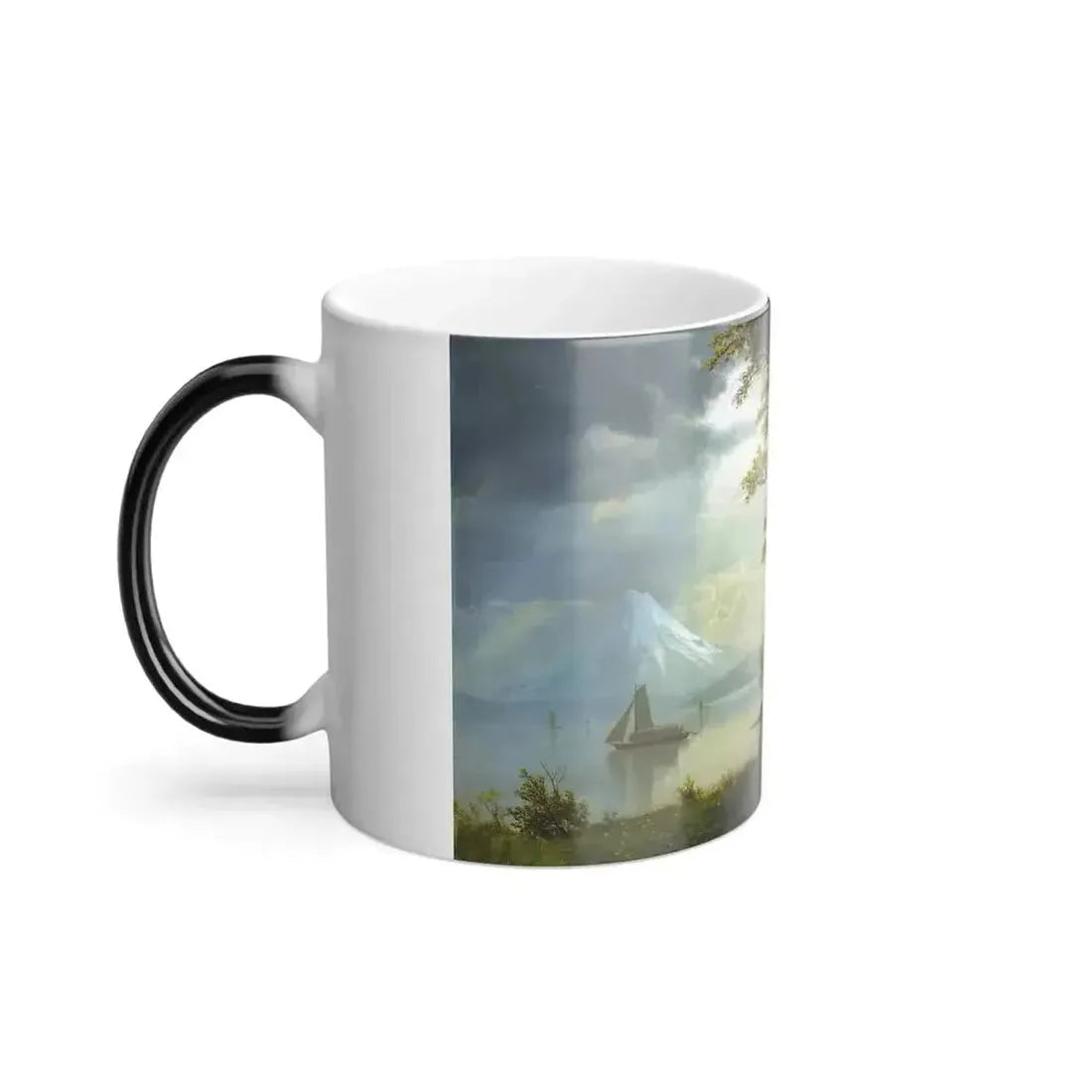 Albert Bierstadt (1830-1902) Mount Hood, Columbia River - Oil on Board 1870 - Color Changing Mug 11oz - Go Mug Yourself