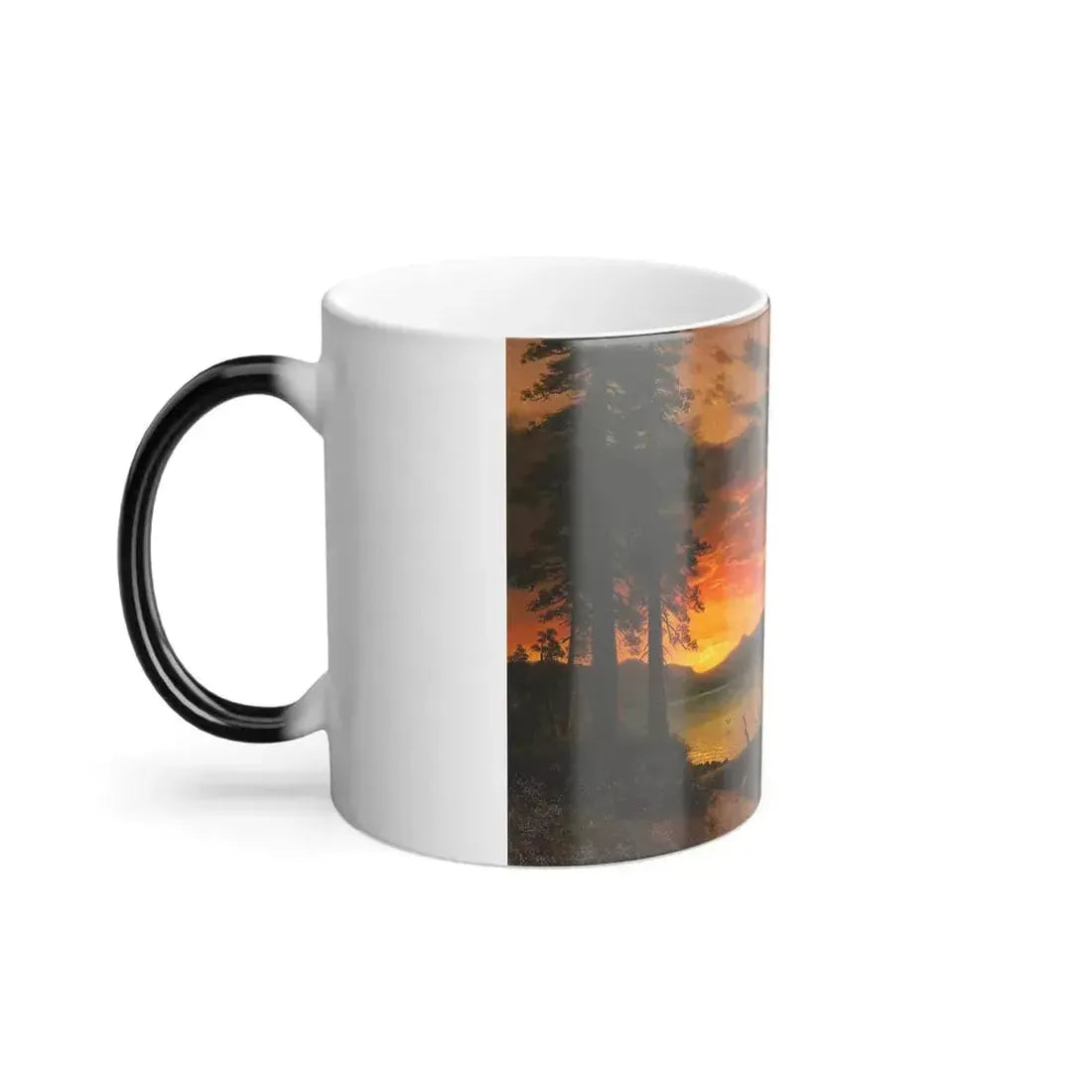 Albert Bierstadt (1830-1902) Sunset over the River - Oil on canvas - Color Changing Mug 11oz - Go Mug Yourself