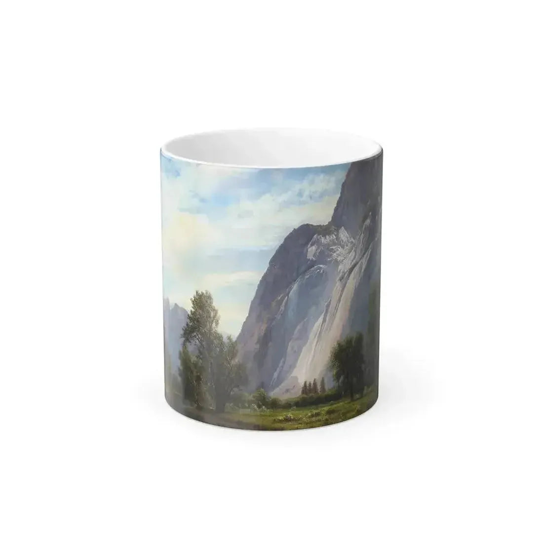 Albert Bierstadt (1830-1902) Yosemite Valley Looking toward Cathedral Rocks - Oil on paper laid on board - Color Changing Mug 11oz 11oz - Go Mug Yourself