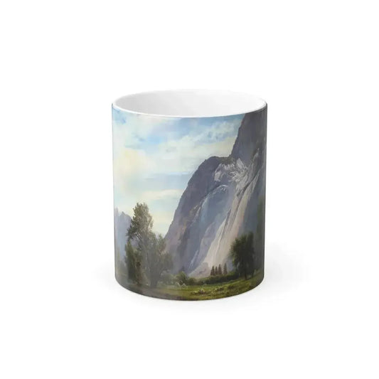 Albert Bierstadt (1830-1902) Yosemite Valley Looking toward Cathedral Rocks - Oil on paper laid on board - Color Changing Mug 11oz 11oz - Go Mug Yourself