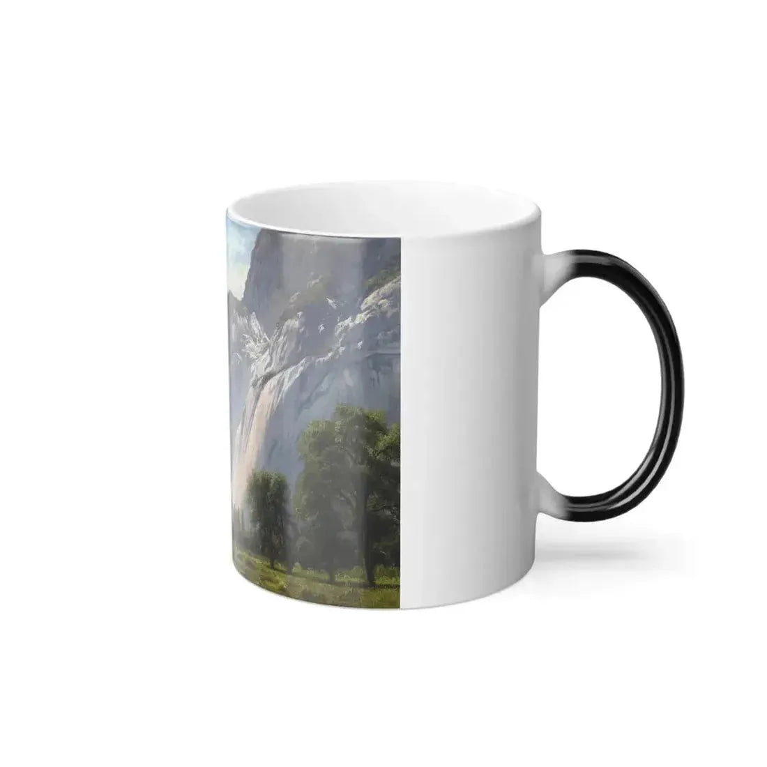 Albert Bierstadt (1830-1902) Yosemite Valley Looking toward Cathedral Rocks - Oil on paper laid on board - Color Changing Mug 11oz - Go Mug Yourself