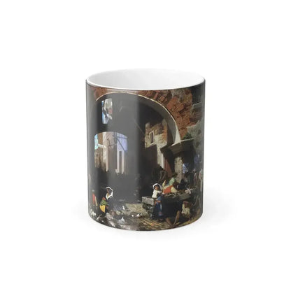 Albert Bierstadt (1830-1903) Roman Fish Market of Octavius - 1858 - Color Changing Mug 11oz 11oz - Go Mug Yourself