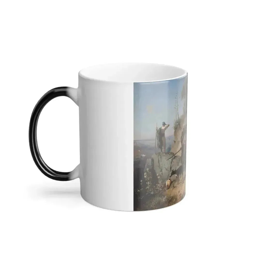Albert Kindler (1833-1876) Spanish smugglers in the Pyrenees - Oil on Canvas - Color Changing Mug 11oz - Go Mug Yourself
