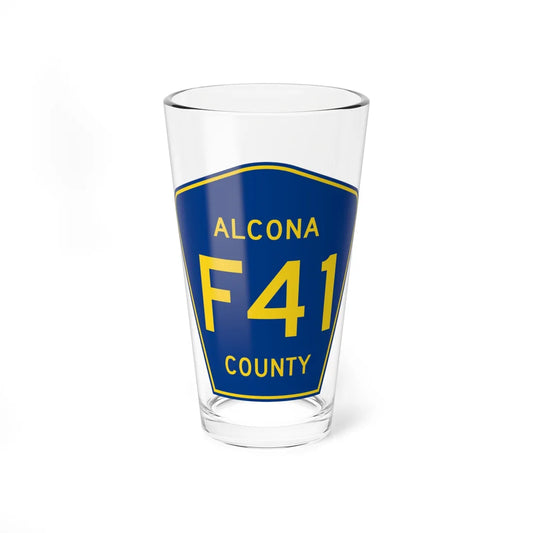 Alcona County F-41 (Michigan) (Road Sign) Pint Glass 16oz 16oz - Go Mug Yourself
