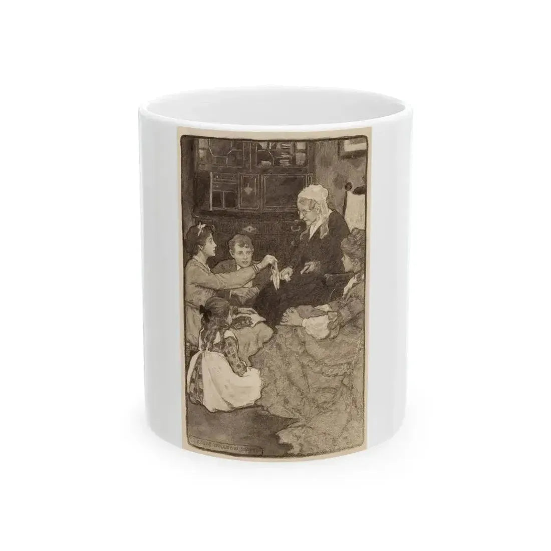 Alcott's Old Fashioned Girl, story illustration - White Coffee Mug 11oz - Go Mug Yourself