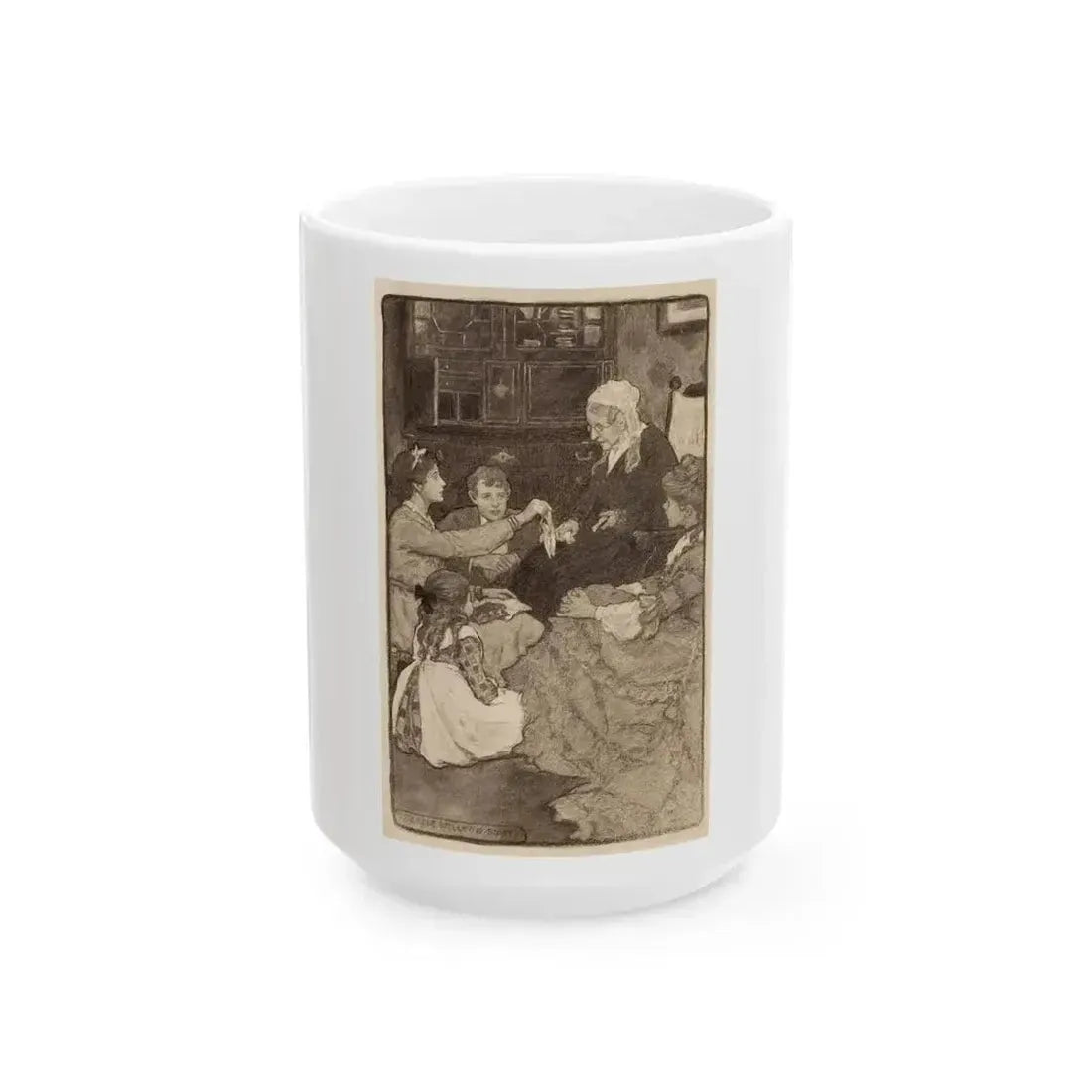 Alcott's Old Fashioned Girl, story illustration - White Coffee Mug 15oz - Go Mug Yourself