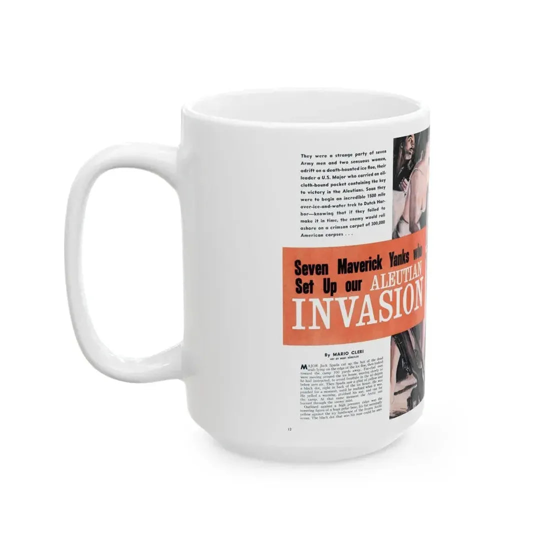 Aleutian Invasion, Male magazine, 1960 - White Coffee Mug - Go Mug Yourself