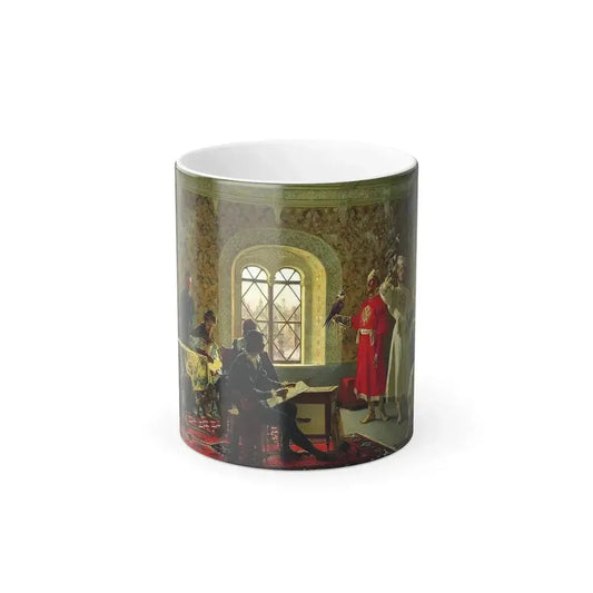 Alexander Dmitrievich Litovchenko (1835-1890) The Italian envoy Kalvuchchi Sketches the Favorite Falcons-0 - Color Changing Mug 11oz 11oz - Go Mug Yourself