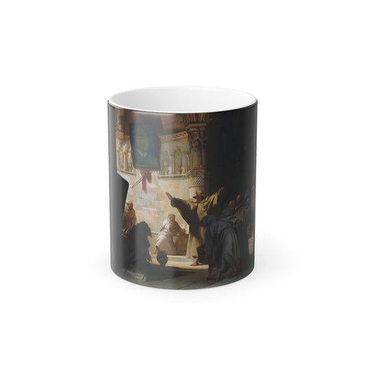 Alexandre Evariste Fragonard (1780-1850) Dramatic Scene with Monks in a Crypt - Oil on Canvas - Color Changing Mug 11oz-11oz-Go Mug Yourself
