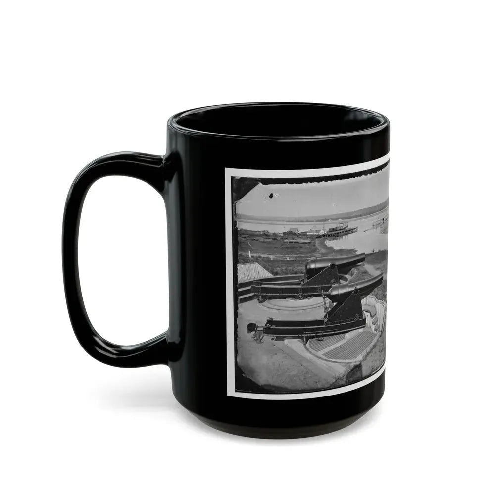 Alexandria, Va.  Battery Rodgers At Hunting Creek And The Potomac; 8-In. Parrott Gun In Foreground; A Rodman Gun Beyond (U.S. Civil War) Black Coffee Mug - Go Mug Yourself