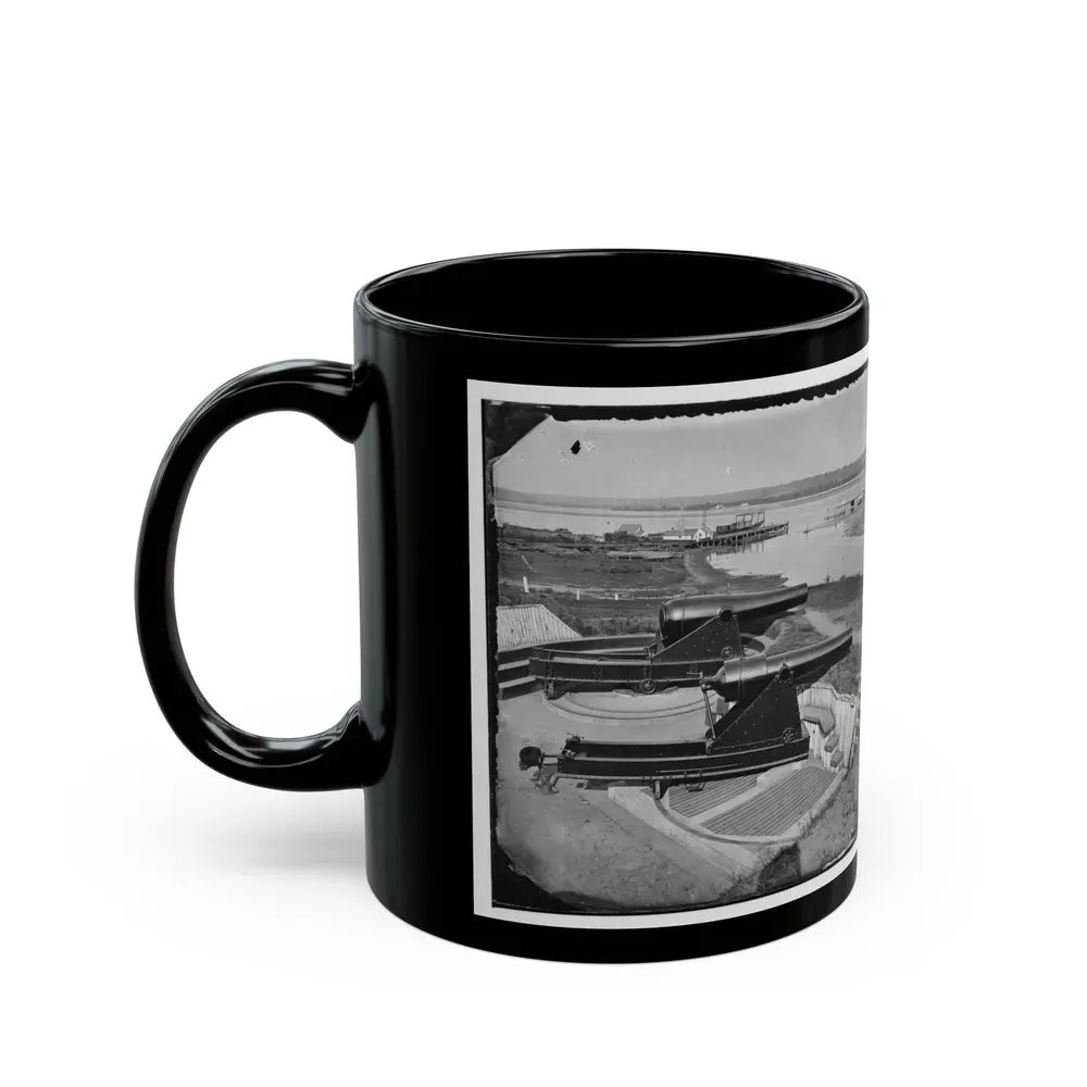 Alexandria, Va.  Battery Rodgers At Hunting Creek And The Potomac; 8-In. Parrott Gun In Foreground; A Rodman Gun Beyond (U.S. Civil War) Black Coffee Mug - Go Mug Yourself