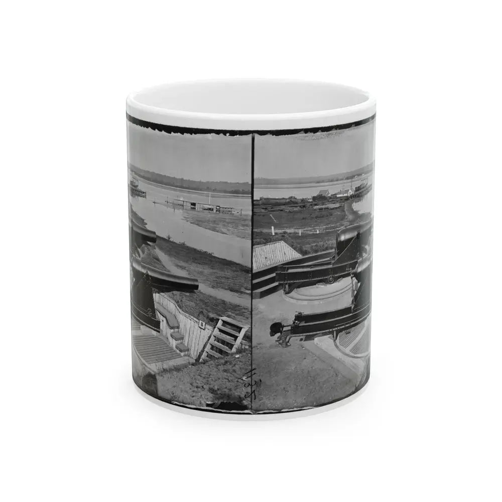Alexandria, Va.  Battery Rodgers At Hunting Creek And The Potomac; 8-In. Parrott Gun In Foreground; A Rodman Gun Beyond (U.S. Civil War) White Coffee Mug 11oz - Go Mug Yourself