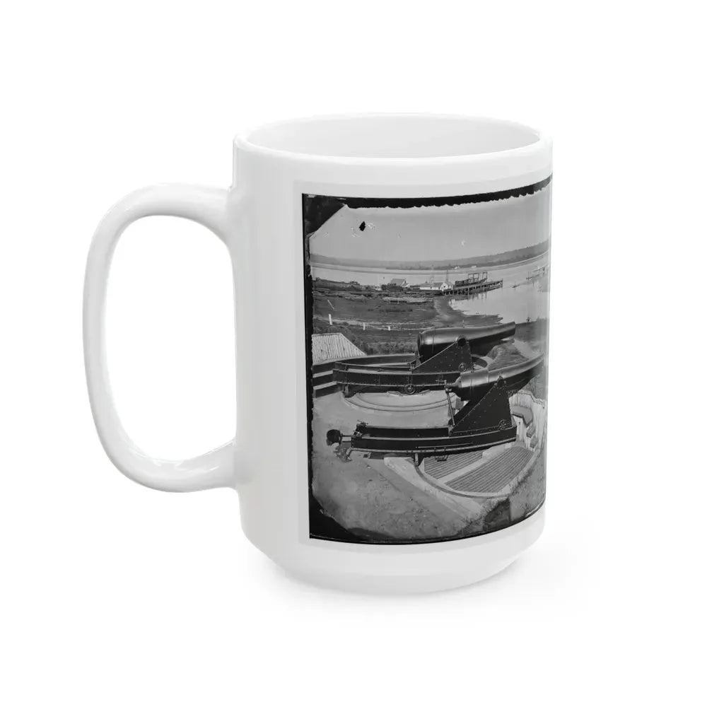 Alexandria, Va.  Battery Rodgers At Hunting Creek And The Potomac; 8-In. Parrott Gun In Foreground; A Rodman Gun Beyond (U.S. Civil War) White Coffee Mug - Go Mug Yourself