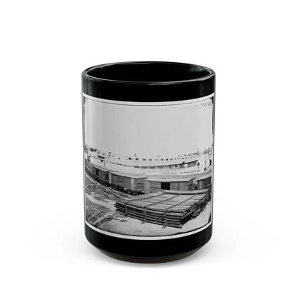Alexandria, Virginia. Soldiers' Rest. (Railroad Boxcars Shown In Foreground) (U.S. Civil War) Black Coffee Mug 15oz - Go Mug Yourself