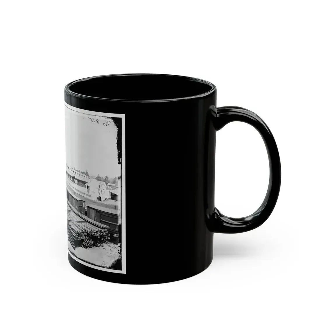 Alexandria, Virginia. Soldiers' Rest. (Railroad Boxcars Shown In Foreground) (U.S. Civil War) Black Coffee Mug - Go Mug Yourself