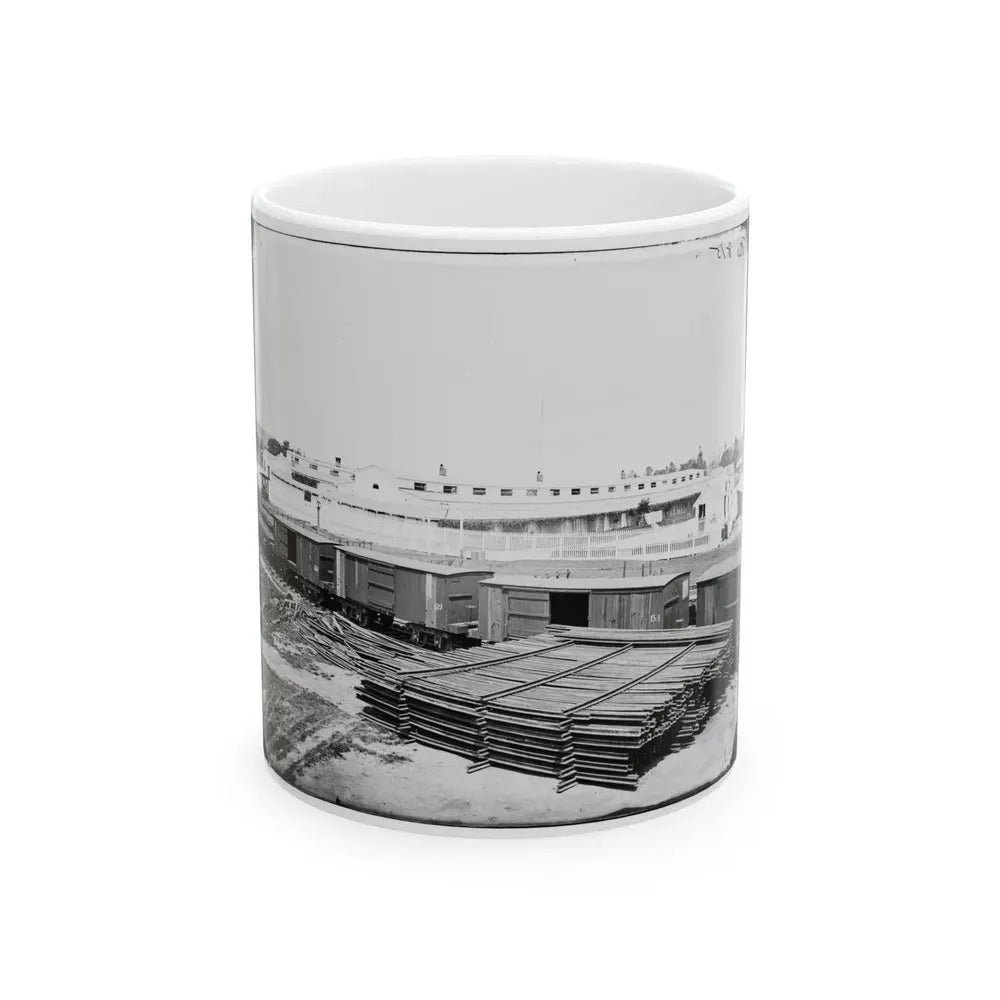 Alexandria, Virginia. Soldiers' Rest. (Railroad Boxcars Shown In Foreground) (U.S. Civil War) White Coffee Mug 11oz - Go Mug Yourself