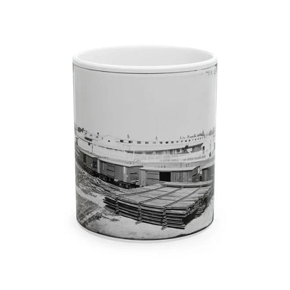 Alexandria, Virginia. Soldiers' Rest. (Railroad Boxcars Shown In Foreground) (U.S. Civil War) White Coffee Mug 11oz - Go Mug Yourself