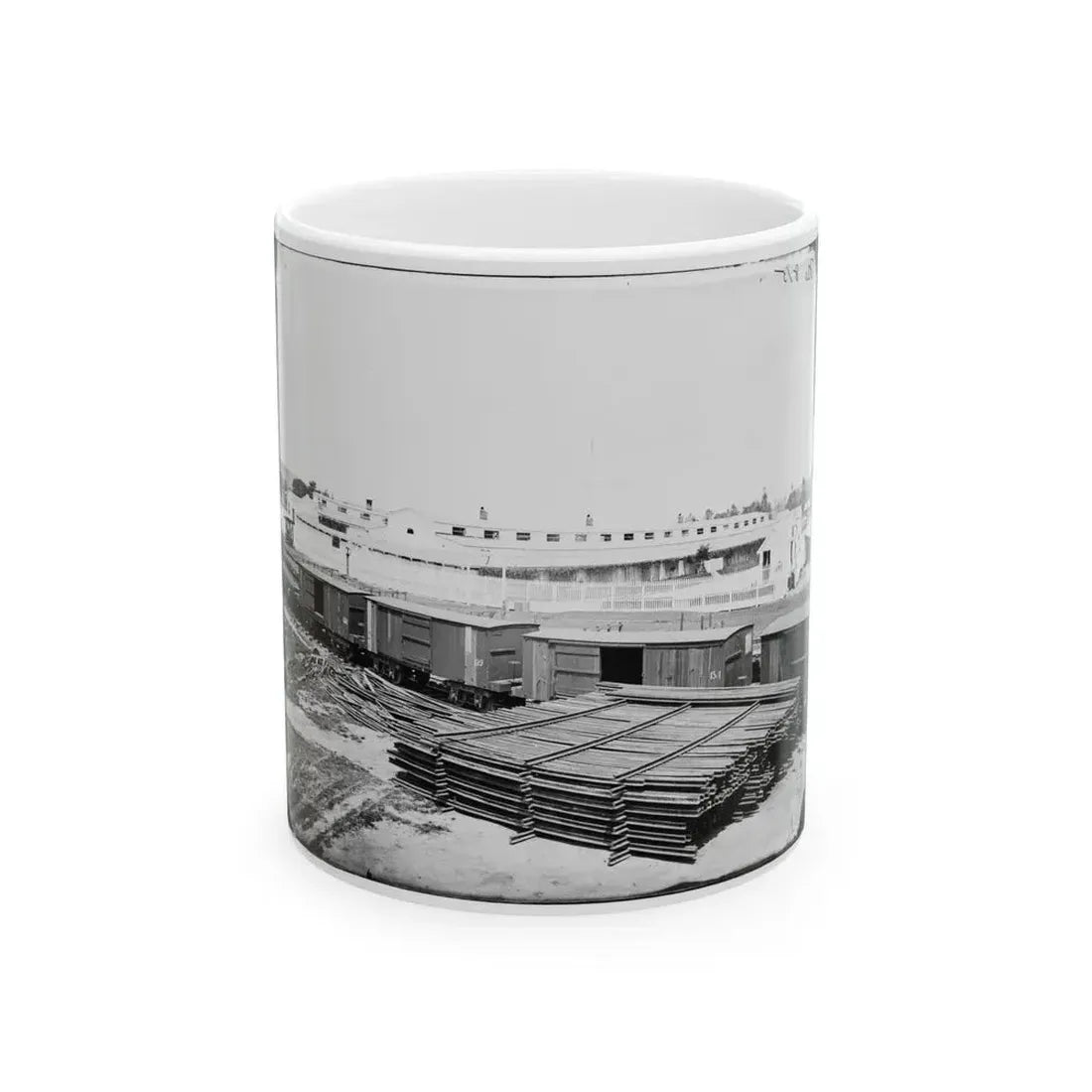 Alexandria, Virginia. Soldiers' Rest. (Railroad Boxcars Shown In Foreground) (U.S. Civil War) White Coffee Mug 11oz - Go Mug Yourself