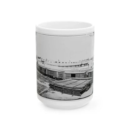 Alexandria, Virginia. Soldiers' Rest. (Railroad Boxcars Shown In Foreground) (U.S. Civil War) White Coffee Mug 15oz - Go Mug Yourself