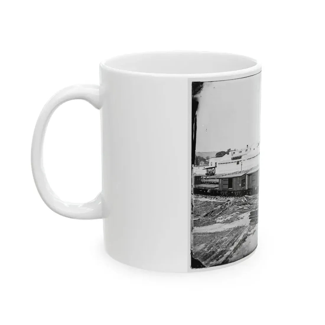 Alexandria, Virginia. Soldiers' Rest. (Railroad Boxcars Shown In Foreground) (U.S. Civil War) White Coffee Mug - Go Mug Yourself
