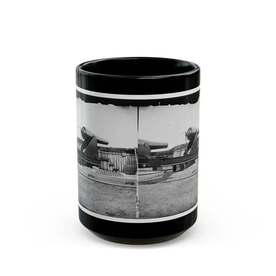 Alexandria, Virginia (Vicinity). 200 Pdr. Parrott Rifle Gun In Battery Rodgers (U.S. Civil War) Black Coffee Mug 15oz - Go Mug Yourself