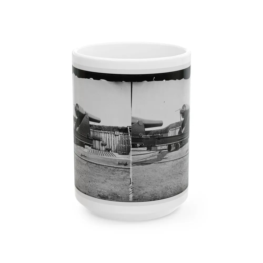 Alexandria, Virginia (Vicinity). 200 Pdr. Parrott Rifle Gun In Battery Rodgers (U.S. Civil War) White Coffee Mug-15oz-Go Mug Yourself