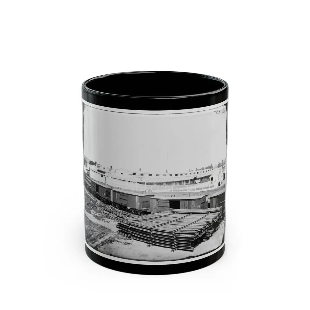 Alexandria, Virginia. Soldiers' Rest. (Railroad Boxcars Shown In Foreground) (U.S. Civil War) Black Coffee Mug-11oz-Go Mug Yourself