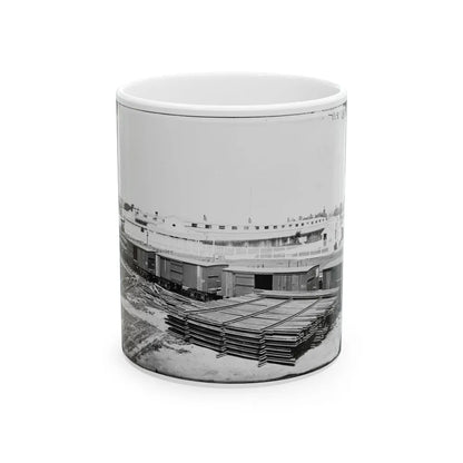 Alexandria, Virginia. Soldiers' Rest. (Railroad Boxcars Shown In Foreground) (U.S. Civil War) White Coffee Mug-11oz-Go Mug Yourself