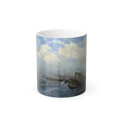Alexei Bogoliubov (1824-1896) Taking the Pilots on Board - Oil on Canvas - Color Changing Mug 11oz 11oz - Go Mug Yourself