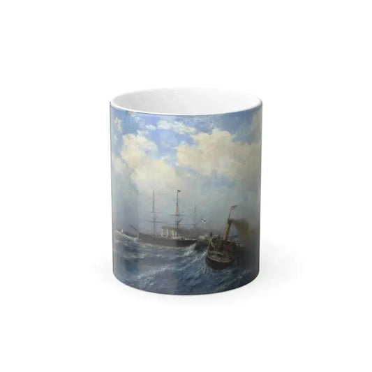 Alexei Bogoliubov (1824-1896) Taking the Pilots on Board - Oil on Canvas - Color Changing Mug 11oz 11oz - Go Mug Yourself