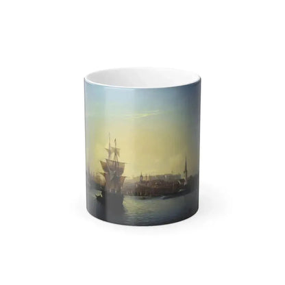Alexei Petrovich Bogoliubov (1824-1896) Tallinn harbor - Oil on Canvas 1853 - Color Changing Mug 11oz 11oz - Go Mug Yourself