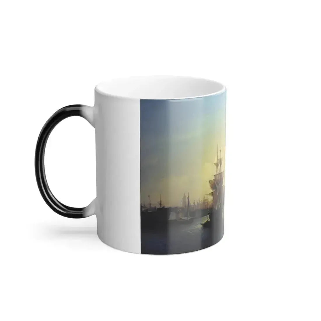 Alexei Petrovich Bogoliubov (1824-1896) Tallinn harbor - Oil on Canvas 1853 - Color Changing Mug 11oz - Go Mug Yourself